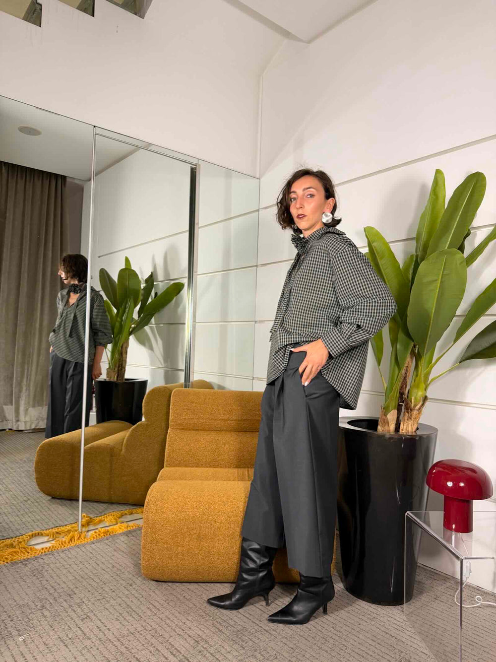 Pantalone 7/8 con pinces antracite 
