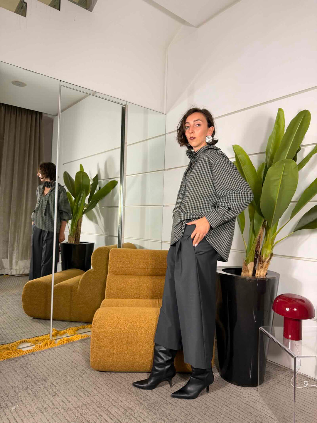 Pantalone 7/8 con pinces antracite 