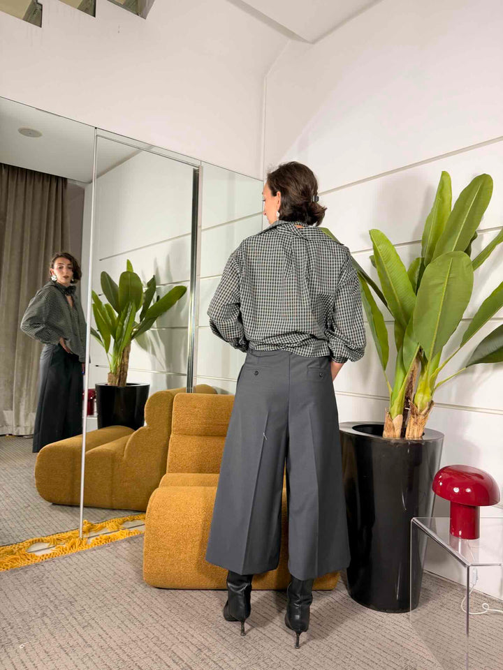 Pantalone 7/8 con pinces antracite 
