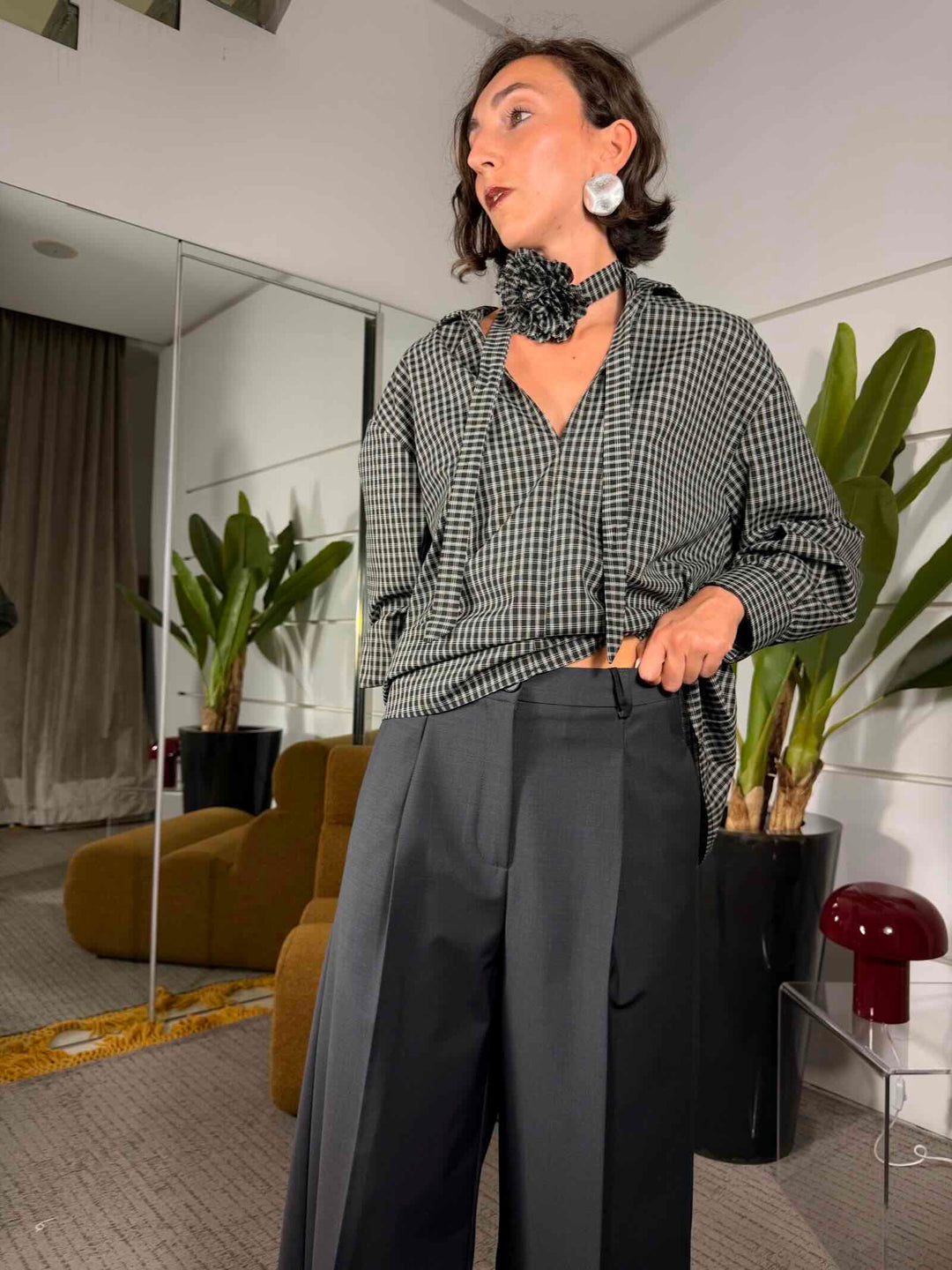Pantalone 7/8 con pinces antracite 