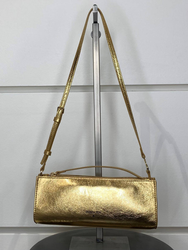 borsa baguette piccola oro metallizzato