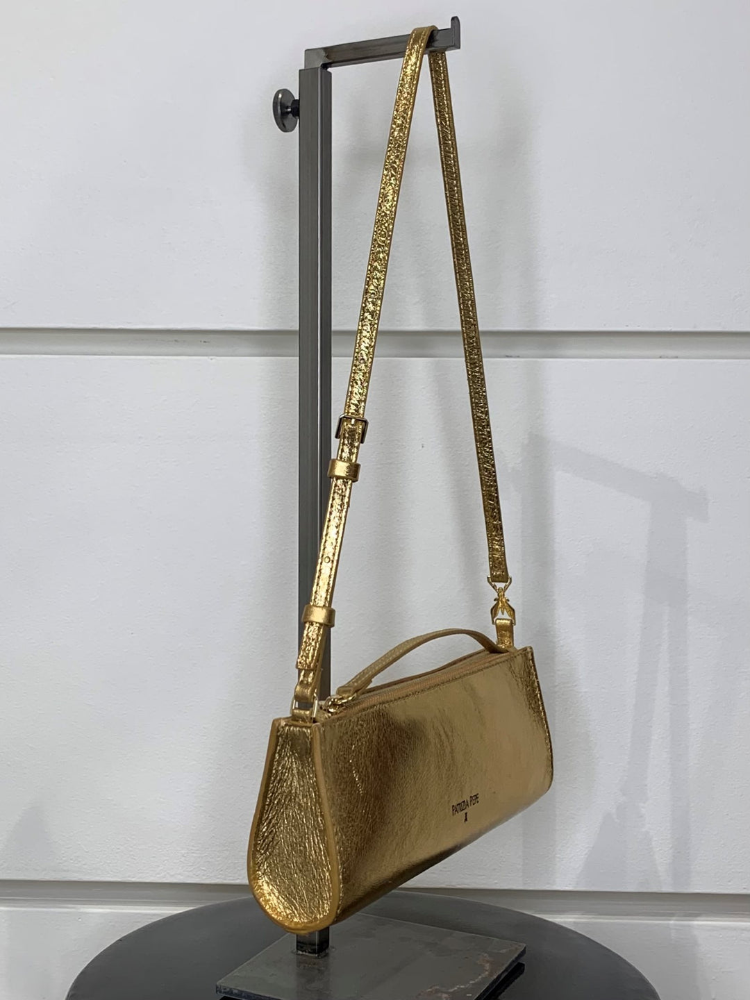 borsa baguette piccola oro metallizzato