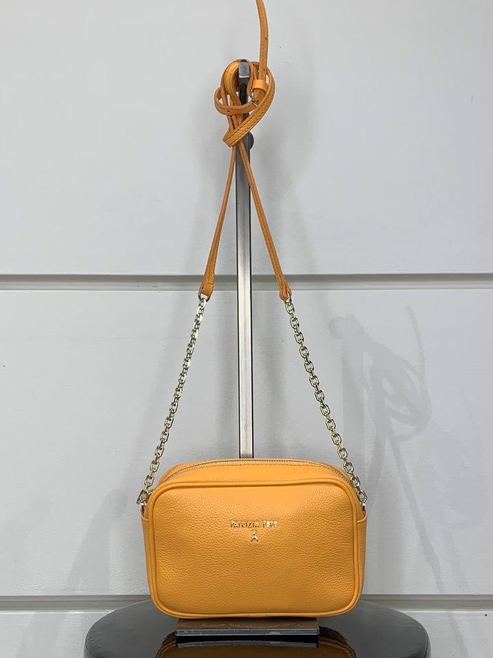 Borsa a tracolla in pelle martellata orange sorbet