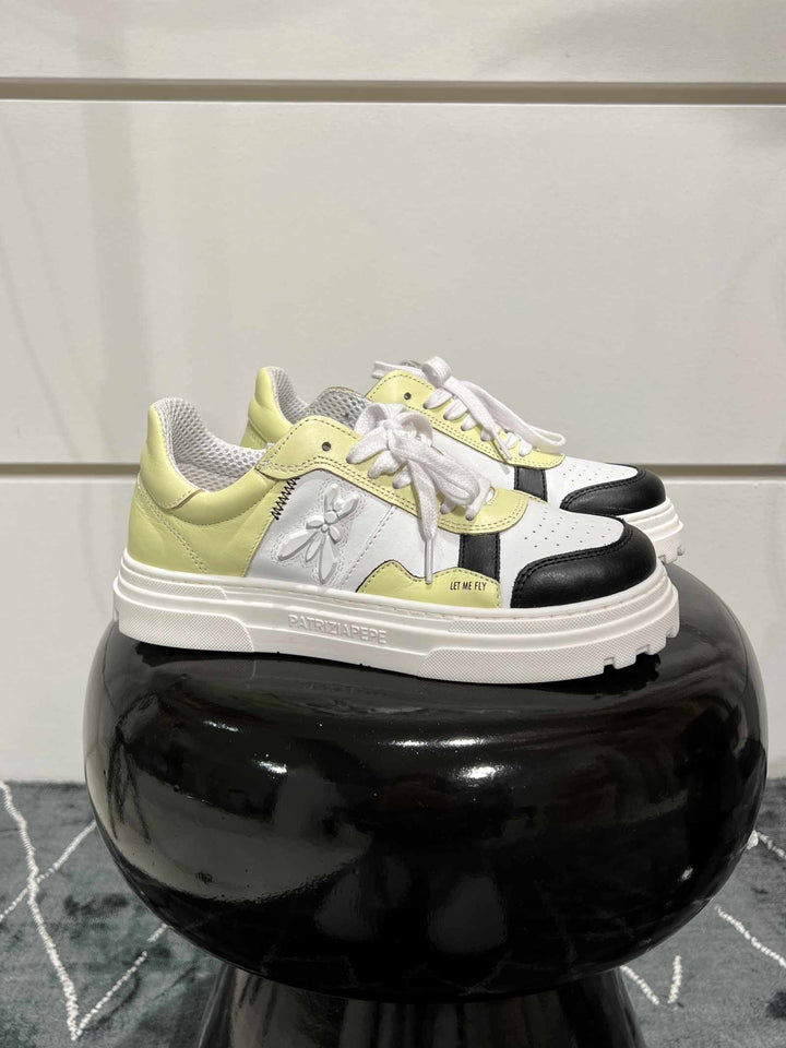 SNEAKERS LIME E NERE IN PELLE