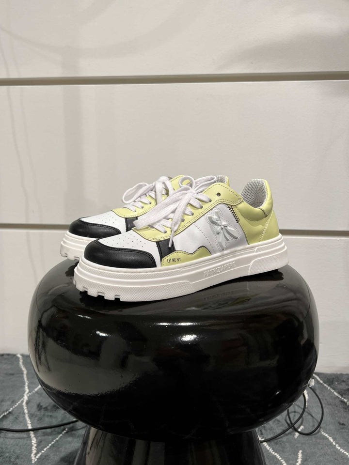 SNEAKERS LIME E NERE IN PELLE