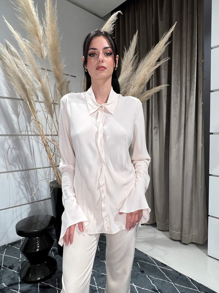 Camicia in crepe di viscosa avorio