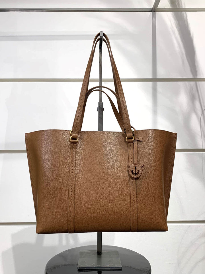 BORSA SHOPPER GRANDE IN PELLE MARRONE