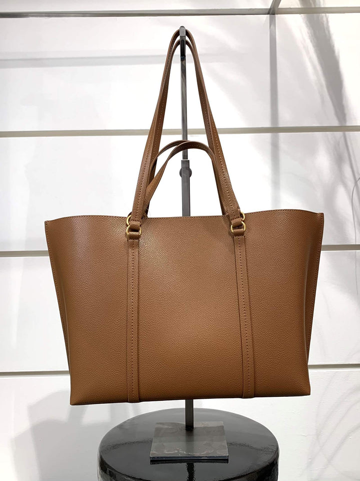 BORSA SHOPPER GRANDE IN PELLE MARRONE