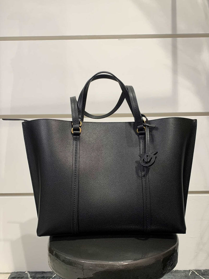 BORSA SHOPPER GRANDE IN PELLE NERO