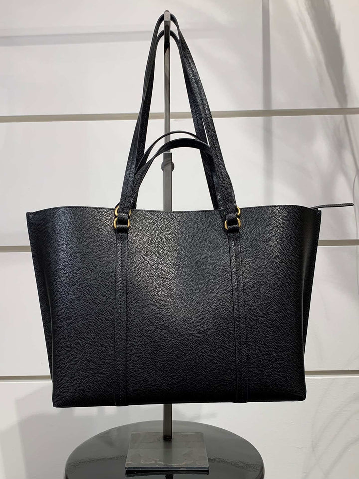 BORSA SHOPPER GRANDE IN PELLE NERO