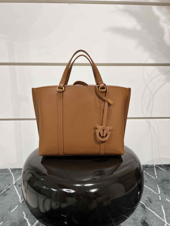 BORSA SHOPPER CLASSIC IN PELLE BOTTALATA MARRONE