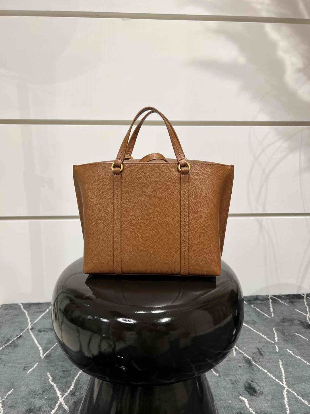 BORSA SHOPPER CLASSIC IN PELLE BOTTALATA MARRONE