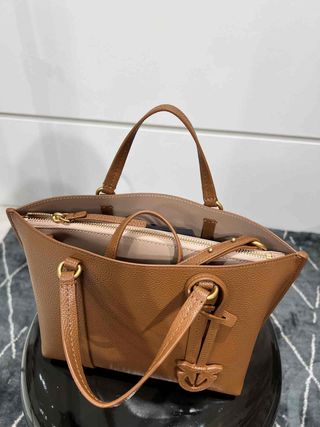 BORSA SHOPPER CLASSIC IN PELLE BOTTALATA MARRONE