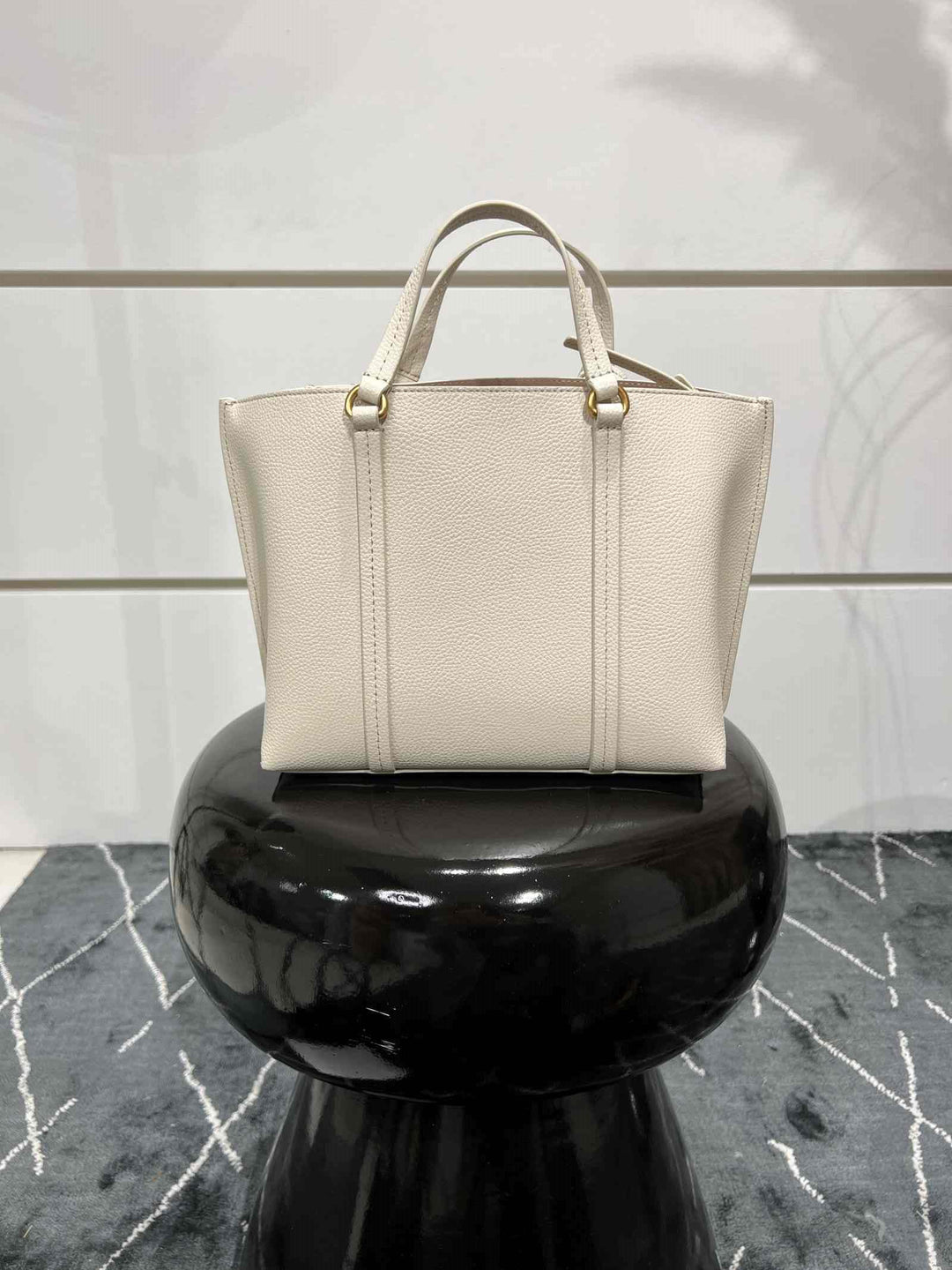 BORSA SHOPPER CLASSIC IN PELLE BOTTALATA BIANCO SETA