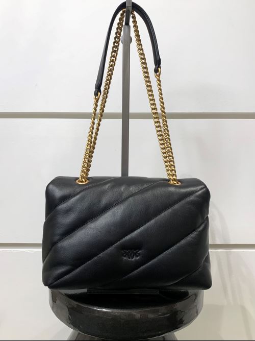 borsa love puff classic in nappa nero fibbia oro