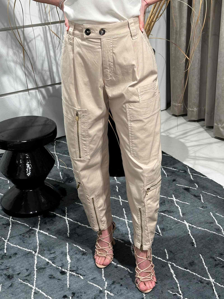 Pantalone multipocket beige