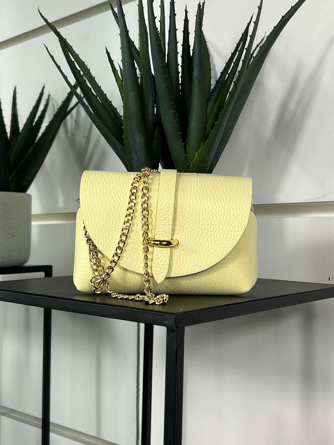 borsa in vera pelle lime con tracolla a catena 5363SOFT LIME FEMME CAFE SELECTION