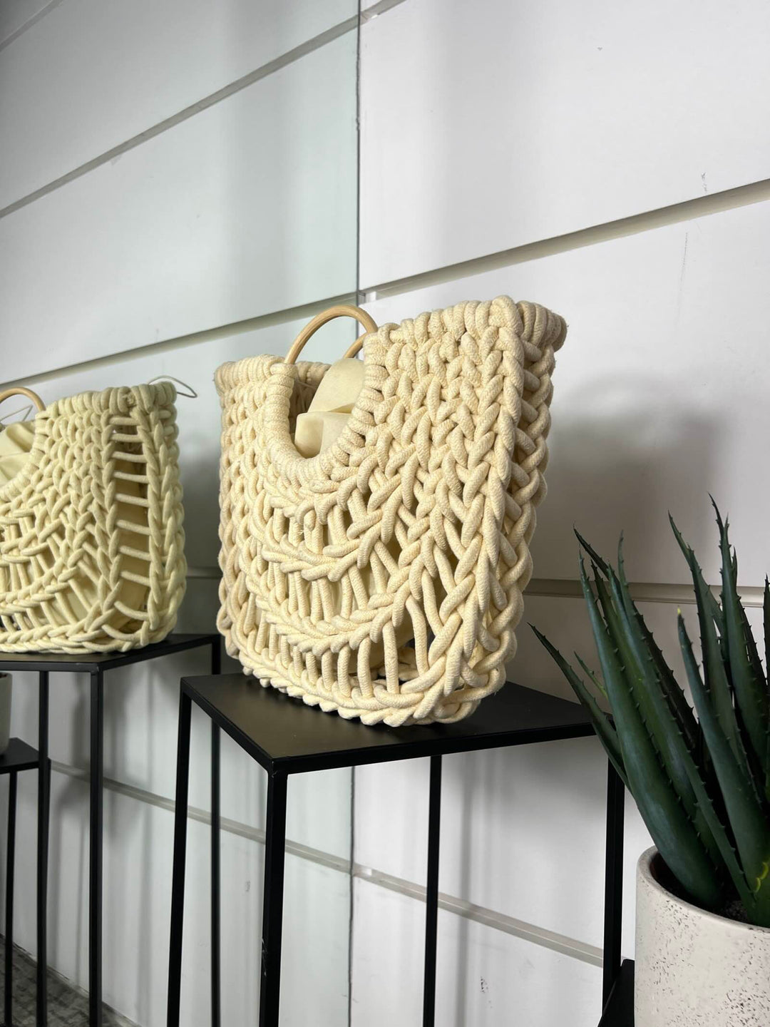 borsa beige a intreccio in corda con tracolla CE-2504BEIGE FEMME CAFE SELECTION