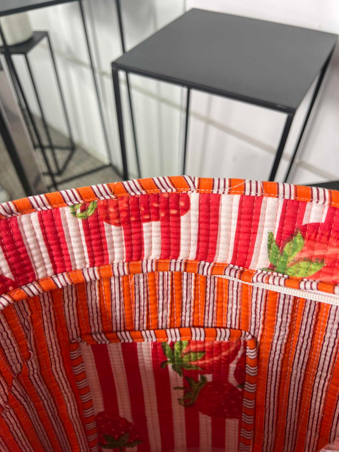 borsa in cotone con stampa fragola rossa CO-B0225FRAGOLA/ROSSO FEMME CAFE SELECTION