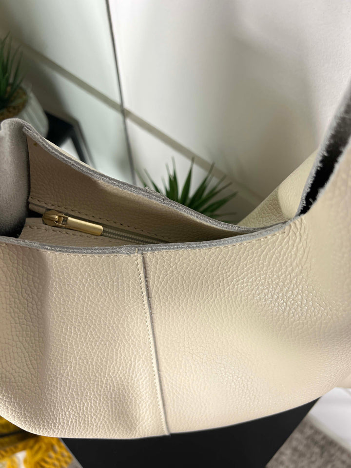 borsa in pelle a spalla beige DO-B0124BEIGE FEMME CAFE SELECTION
