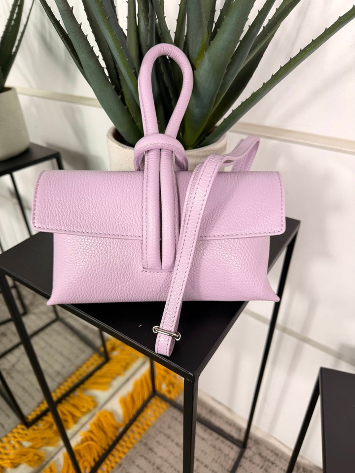 borsa in pelle con nodo e con tracolla regolabile colore lilla DO-B0131LILLA FEMME CAFE SELECTION