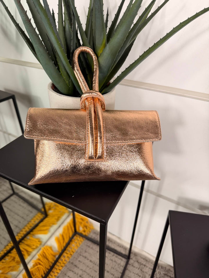 borsa in pelle con nodo e con tracolla regolabile oro rosa DO-B0131ORO ROSA FEMME CAFE SELECTION