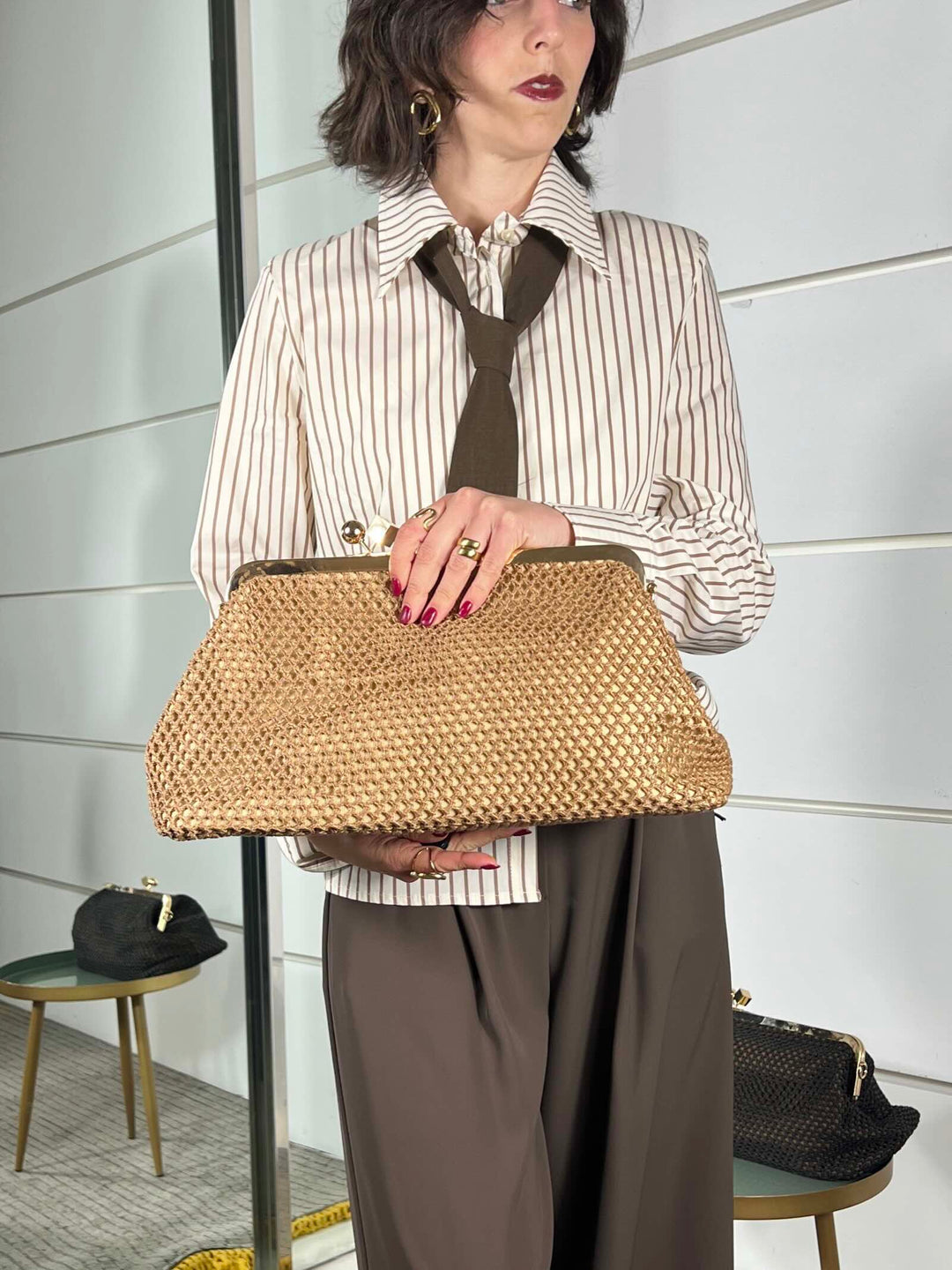 borsa clutch a rete apricot KSD52088APRICOT FEMME CAFE SELECTION