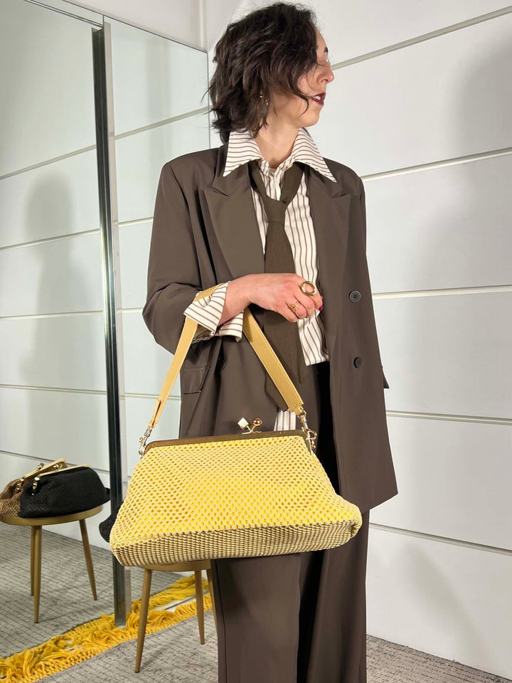 borsa clutch a rete gialla KSD52088YELLOW FEMME CAFE SELECTION