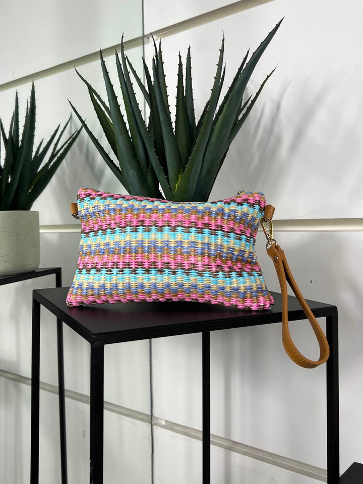 borsa in rafia a mano hawaii con tracolla in pelle RF-B0190HAWAII FEMME CAFE SELECTION