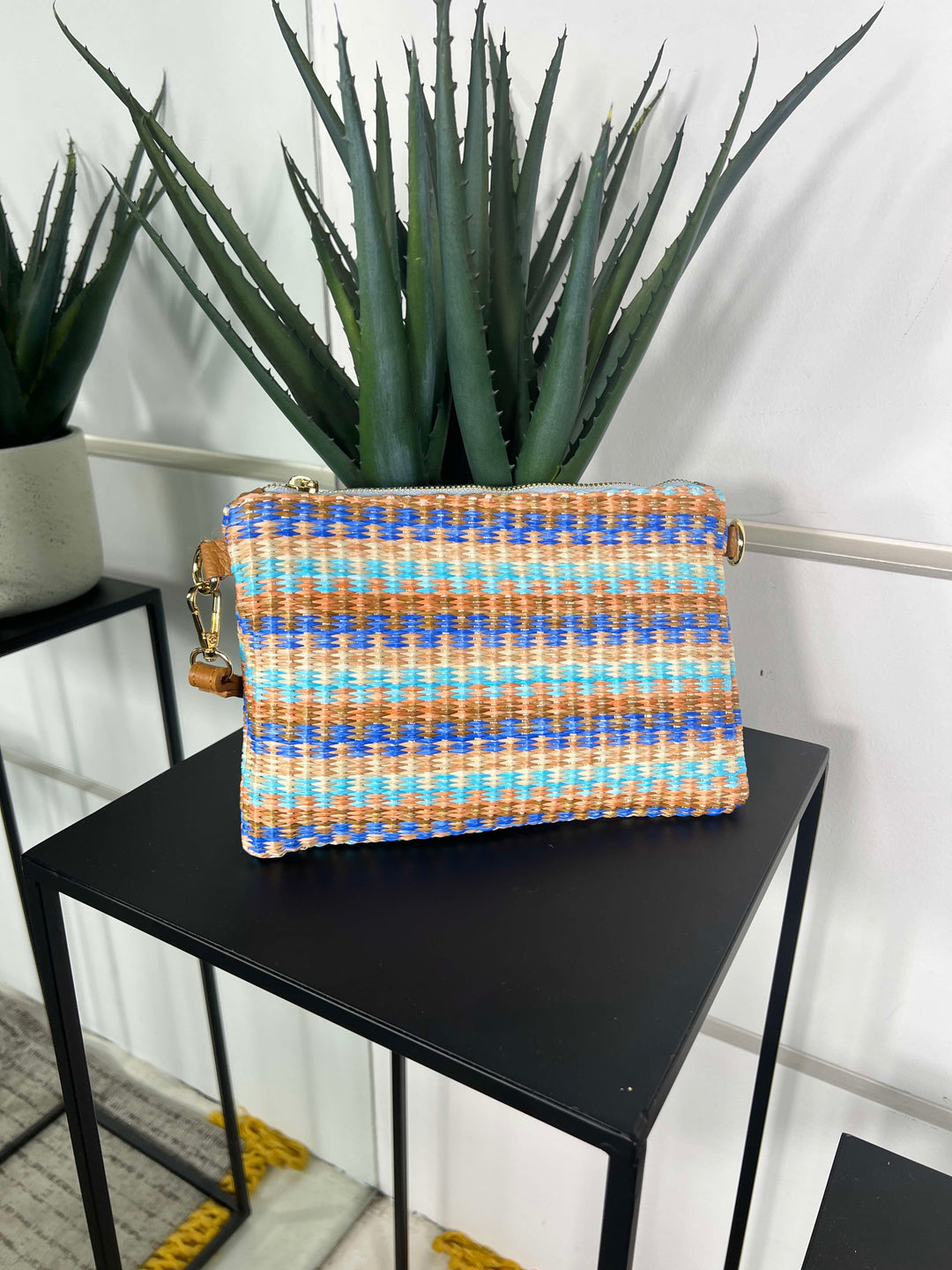 borsa in rafia Oceania a mano con tracolla in pelle regolabile RF-B0190OCEANIA FEMME CAFE SELECTION