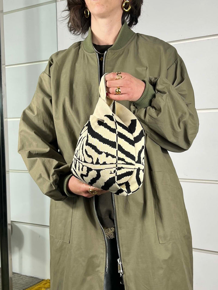 borsa in tessuto, a mano, a fantasia black zebra TUB2416BLACK ZEBRA FEMME CAFE SELECTION