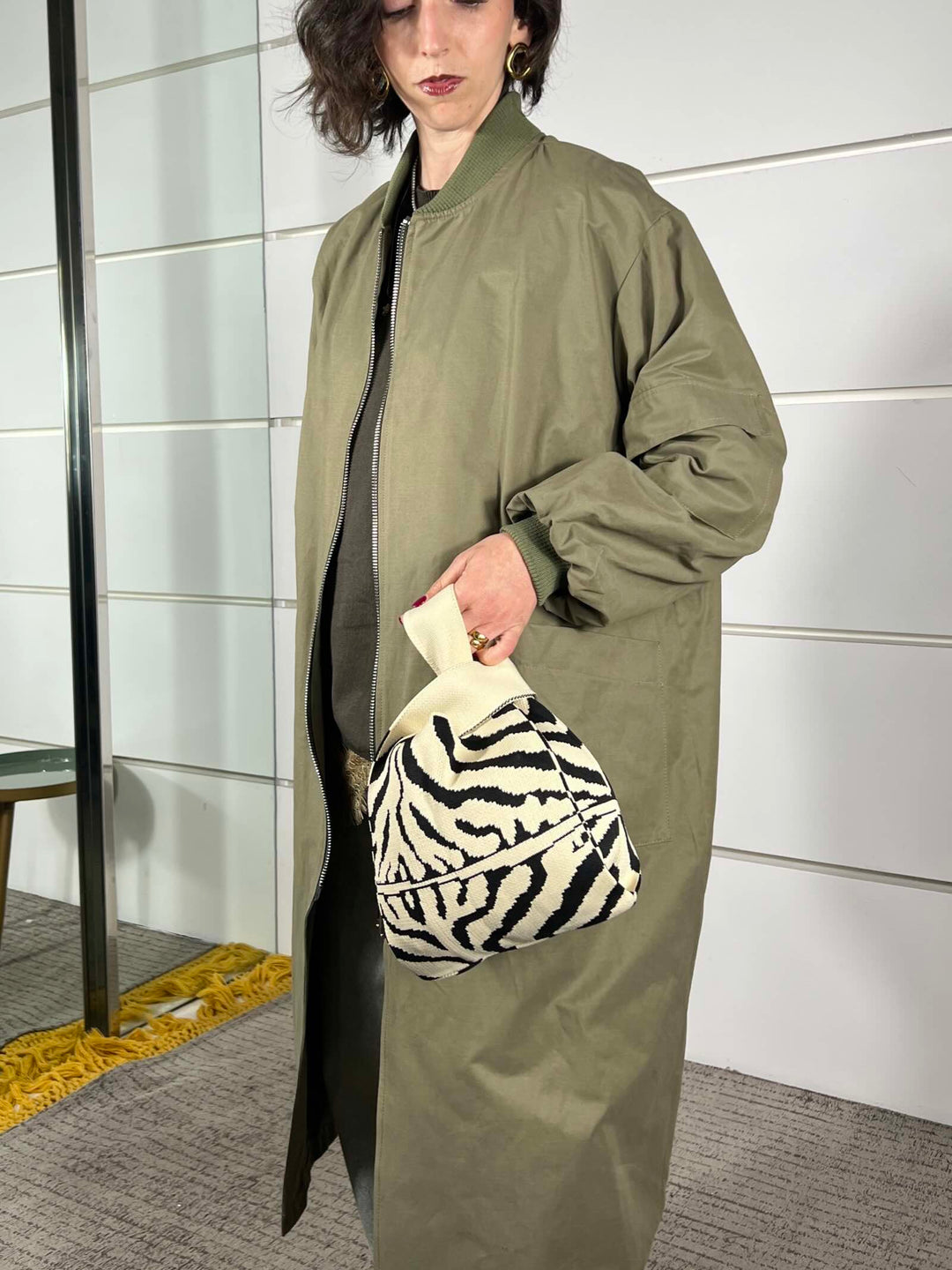 borsa in tessuto, a mano, a fantasia black zebra TUB2416BLACK ZEBRA FEMME CAFE SELECTION