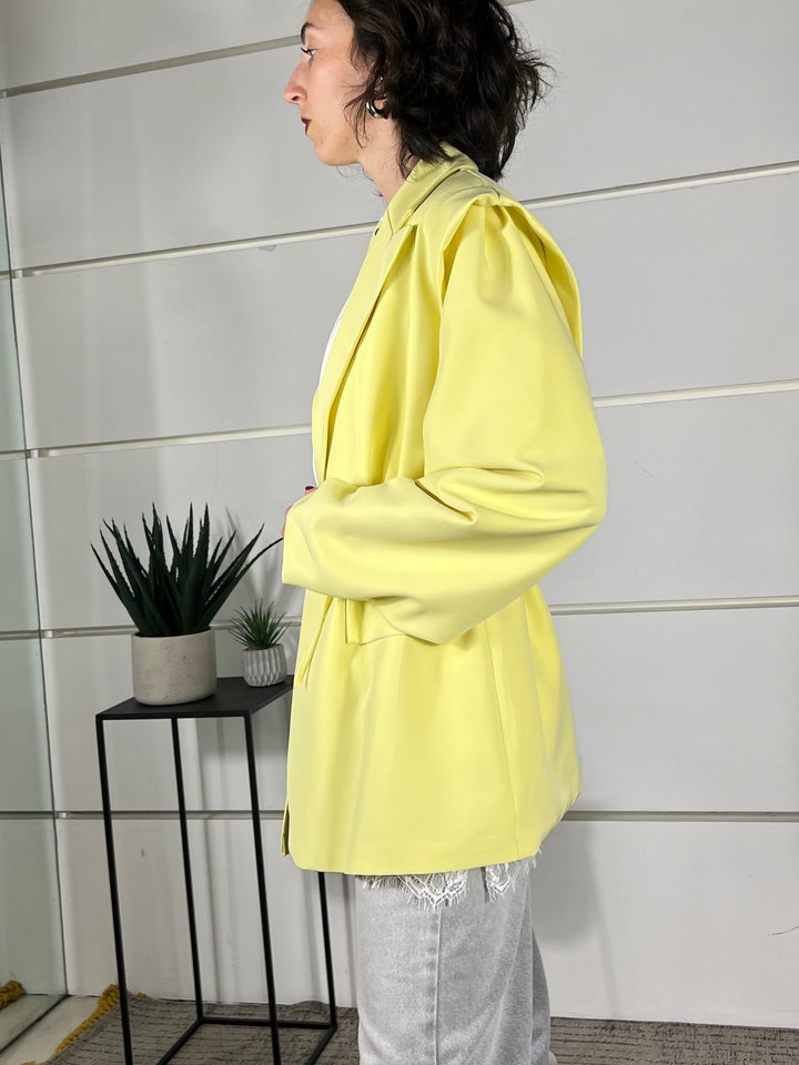 giacca maxi spalla con cinta 26MP25076LIME FEMME SELECTION