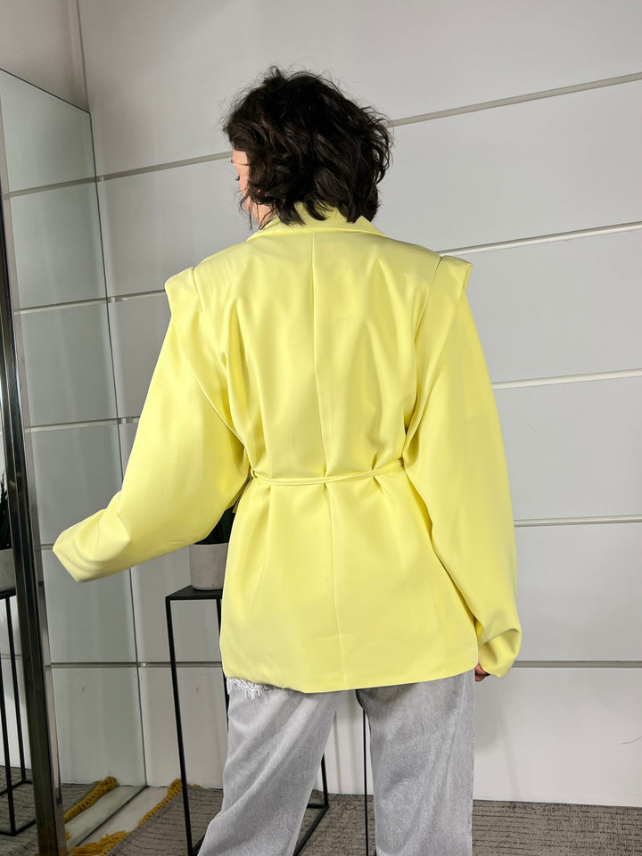 giacca maxi spalla con cinta 26MP25076LIME FEMME SELECTION