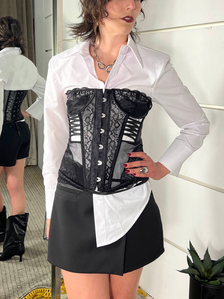 corpetto in pizzo nero MP12918NERO FEMME SELECTION