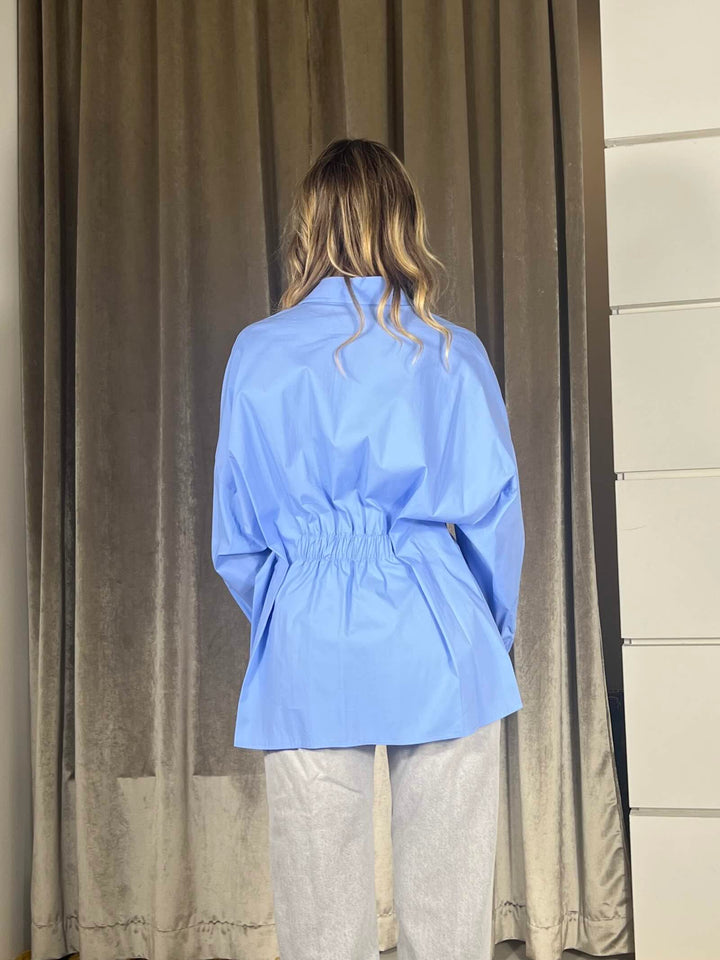 camicia celeste con dettaglio pieghe in vita CVS-Q037CELESTE HAVE ONE