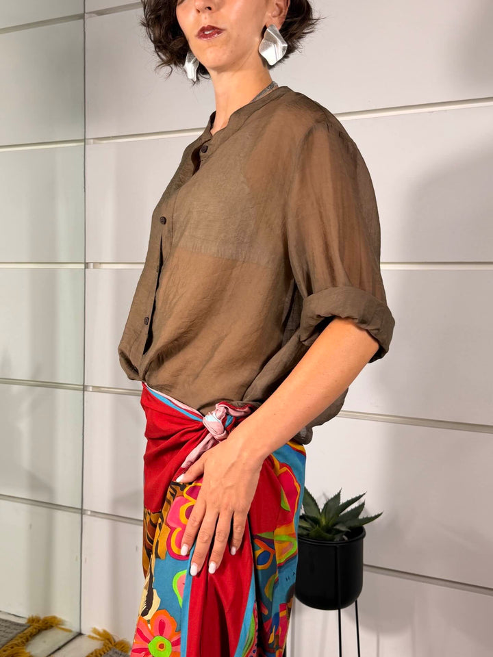 camicia gianduia in voile<BR/> 
