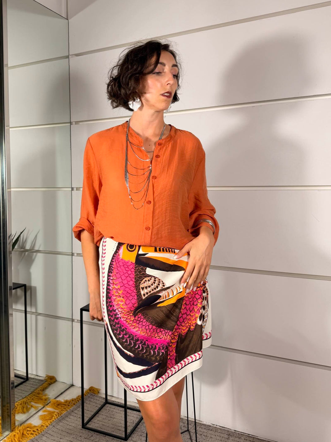 camicia in voile papaya<BR/><BR/> 