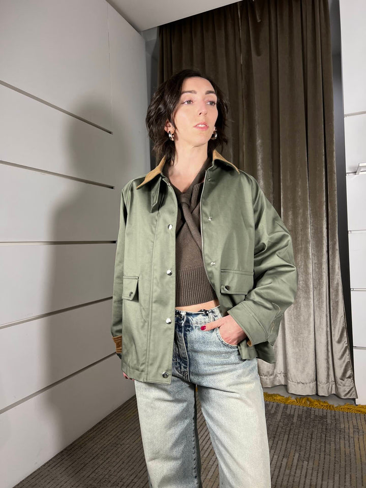 giacca imilitare con colletto e polsini in velluto JNO-Q051MILITARE HAVE ONE