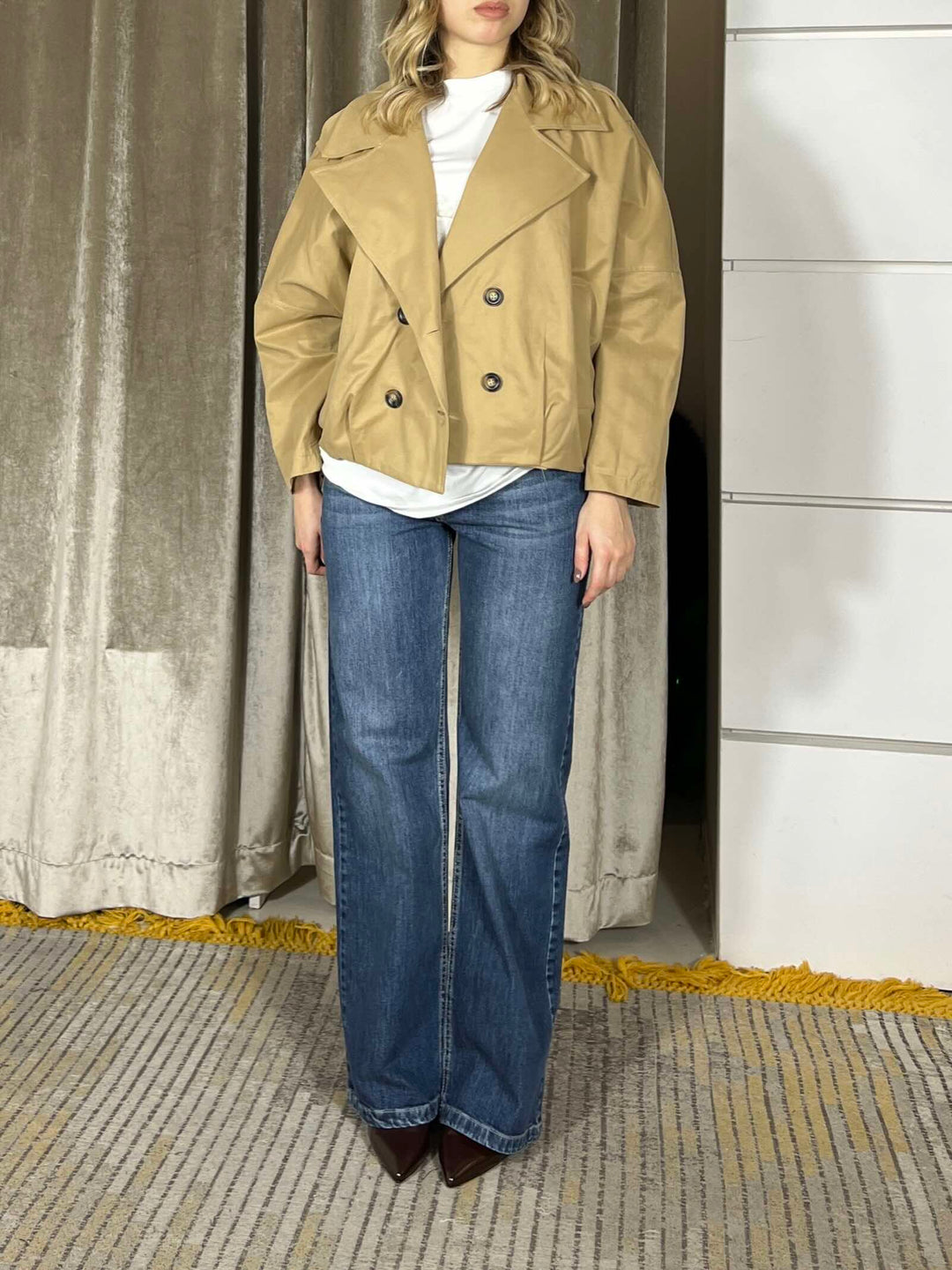 trench corto beige KVS-Q018BEIGE HAVE ONE