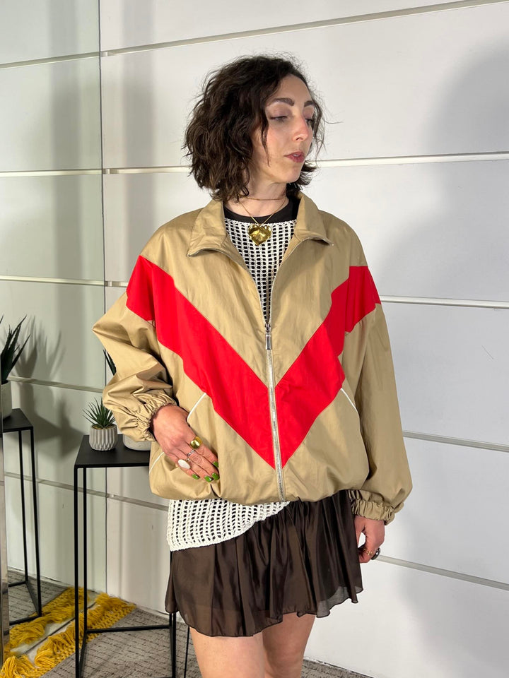 bomber bicolor cammello e rosso KVS-Q068CAMMELLO/ROSSO HAVE ONE