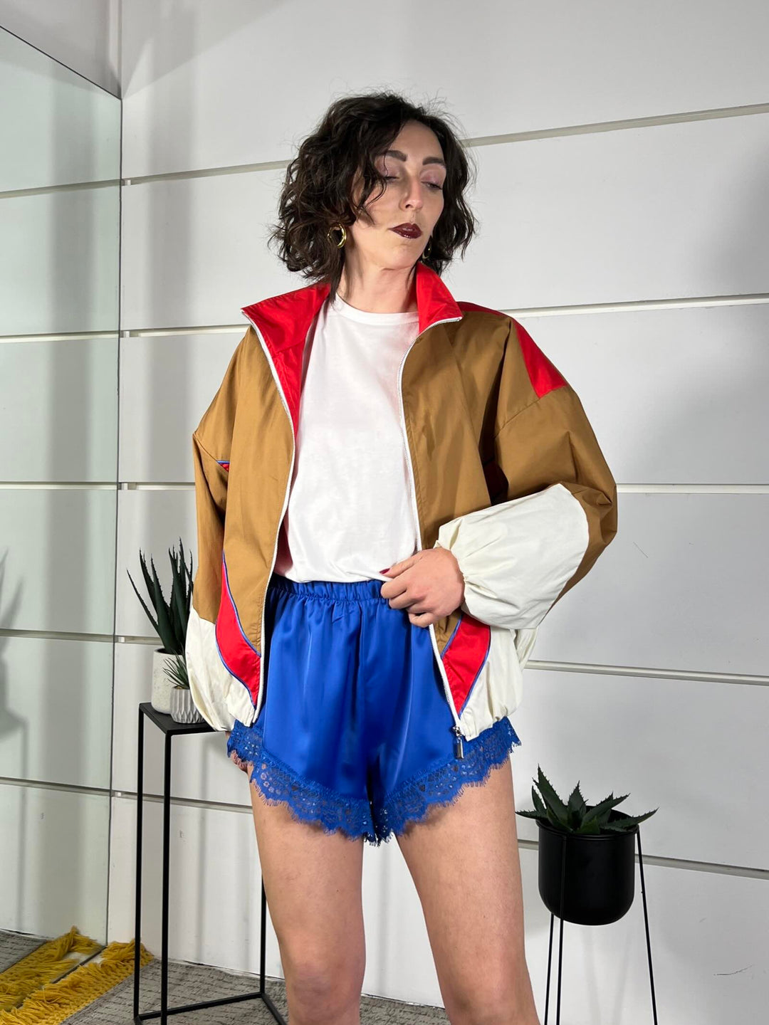 bomber over bicolor cammello rosso e blu KVS-Q070CAMMELLO/ROSSO/BURRO HAVE ONE