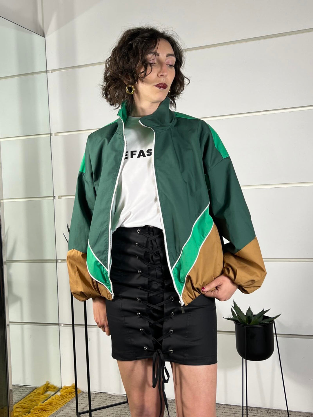 bomber over bicolor verde e cammello KVS-Q070VERDE/CAMMELLO HAVE ONE