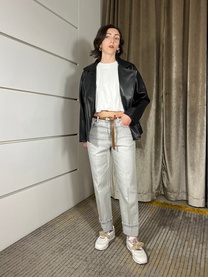 jeans mandy con cintura elasticizzato grigio PLS-Q040GRIGIO HAVE ONE