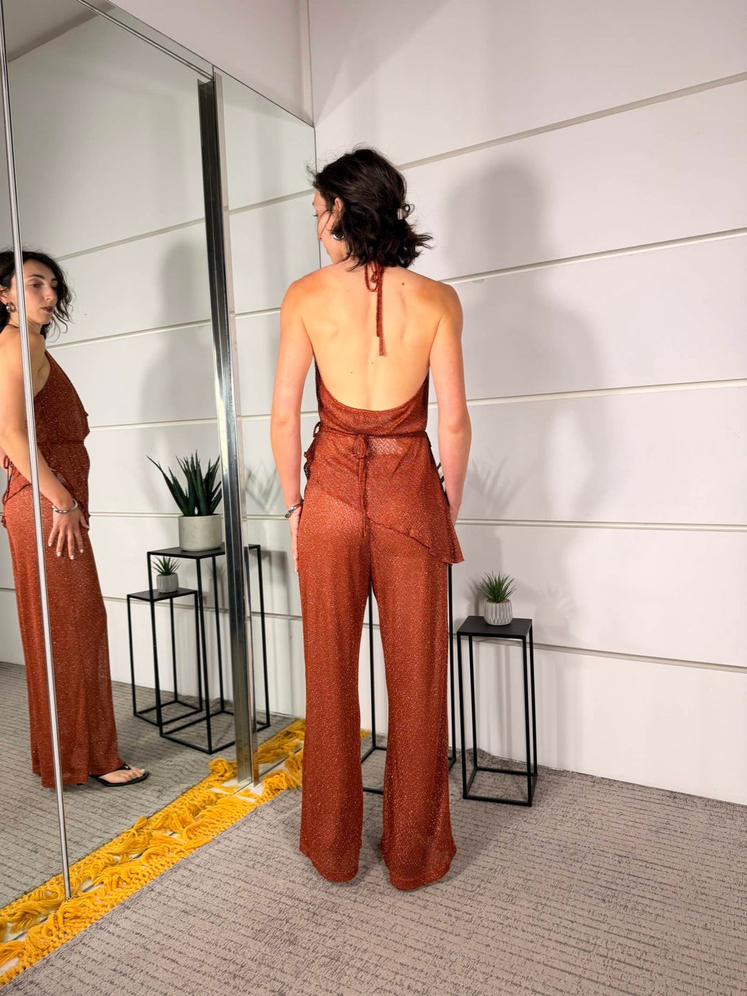 pantalone bruciato in lurex con elastico in vita PVS-Q257BRUCIATO HAVE ONE