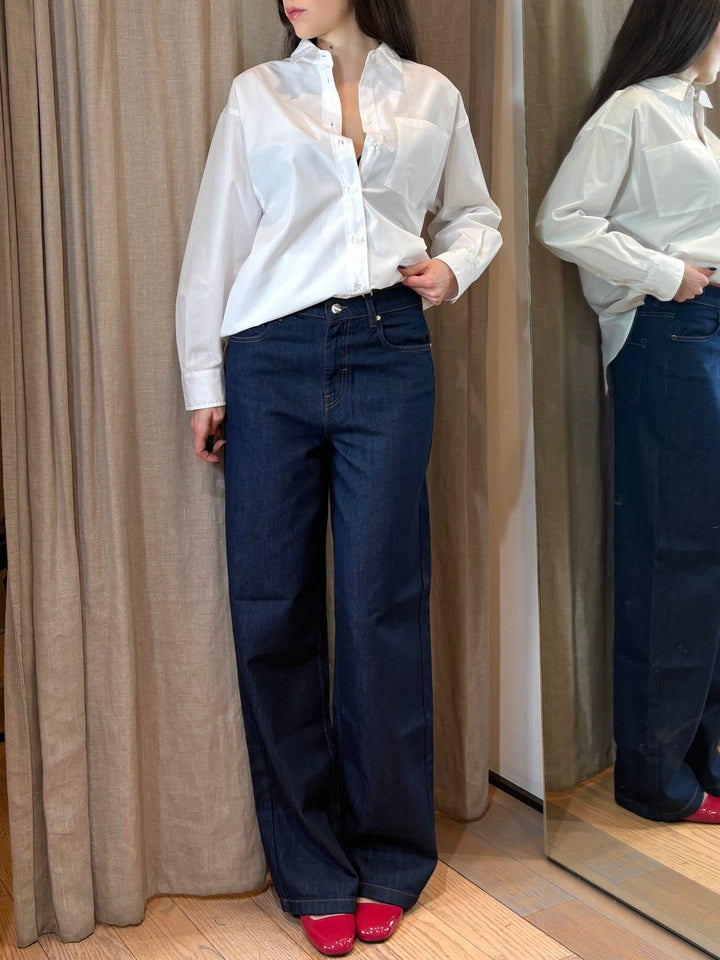 jeans boyfriend  in cotone fluido denim scuro JEANNE001 iBLUES