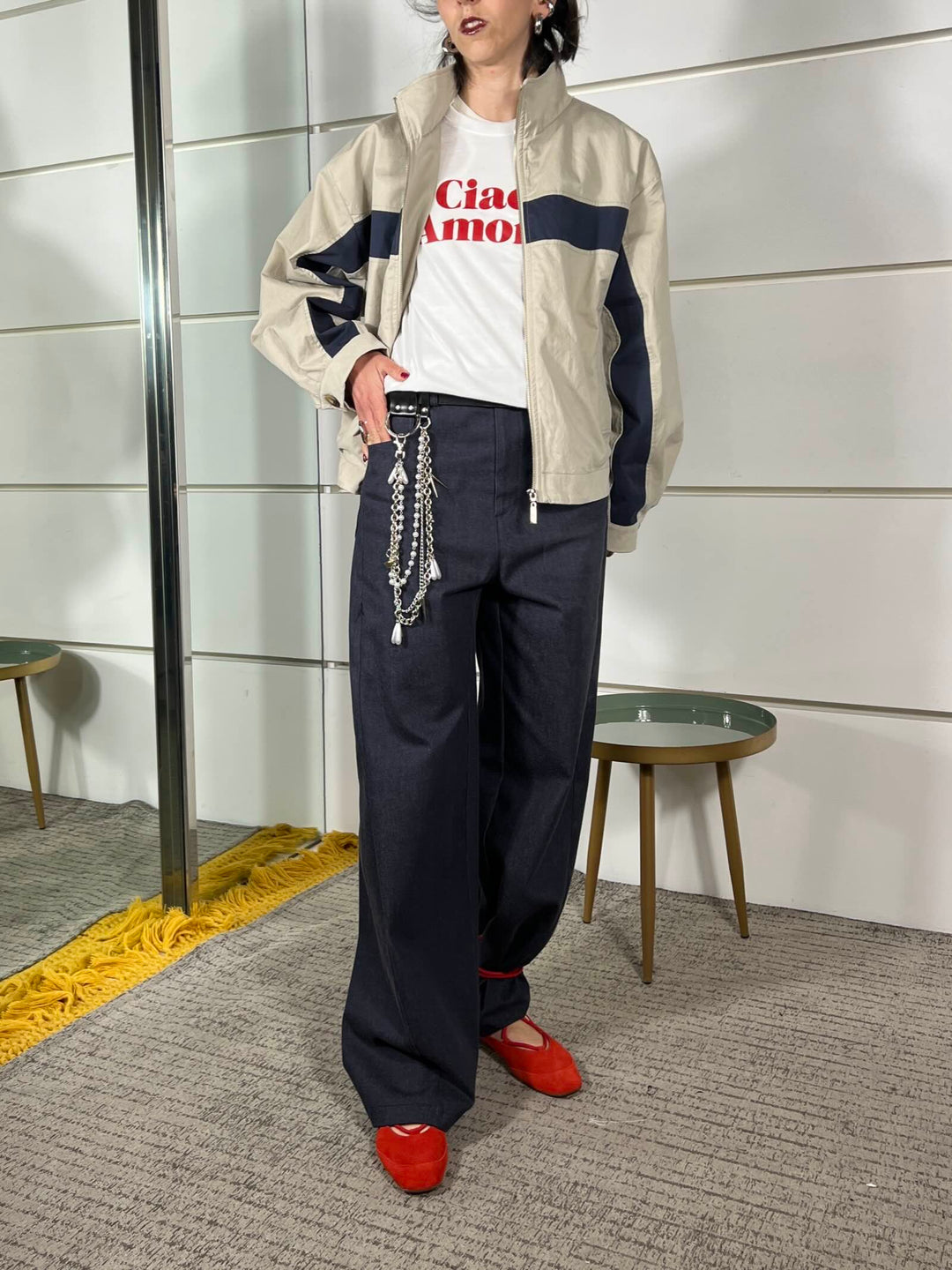 pantalone barel con cintura e charm, doppia tasca nel retro blu denim P6G9LAS1670 IMPERIAL