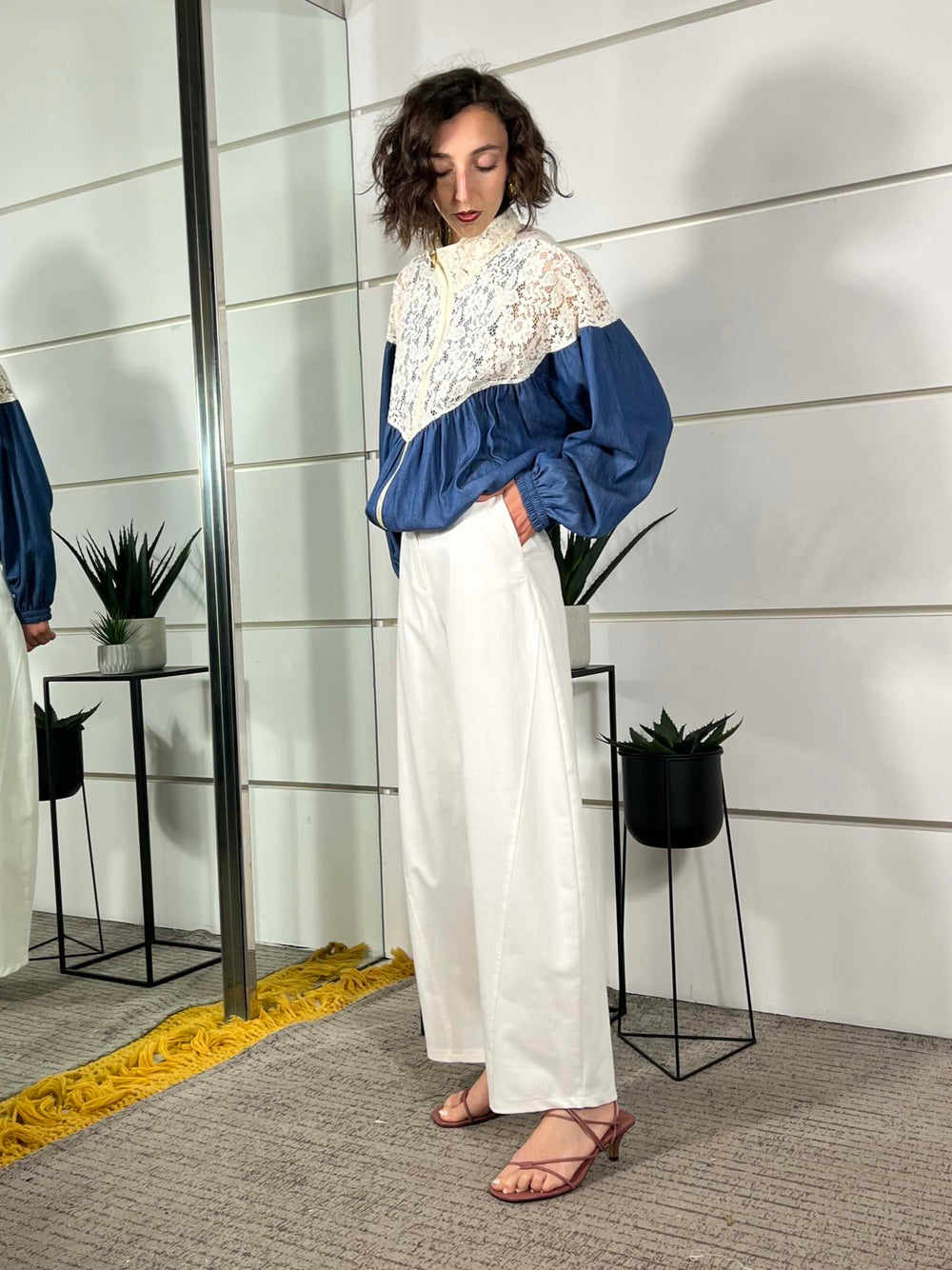 pantalone in cotone barrel off white P6M3LTG1108 IMPERIAL