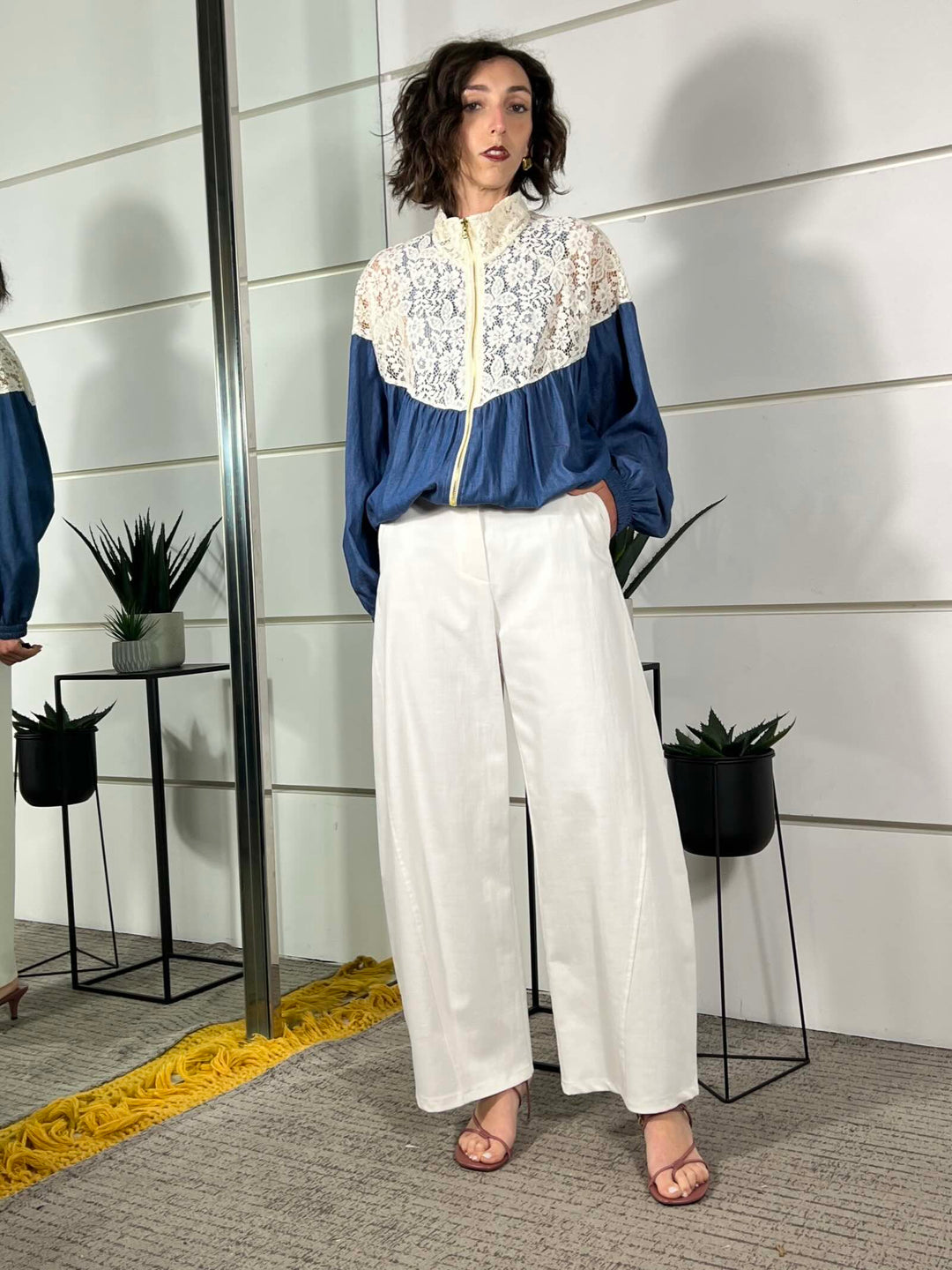 pantalone in cotone barrel off white P6M3LTG1108 IMPERIAL