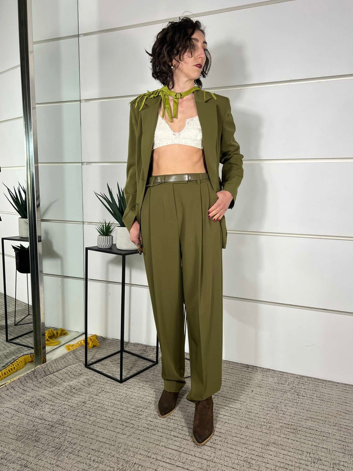 pantalone con pinces e cintura pistacchio P8C0LIC1748 IMPERIAL